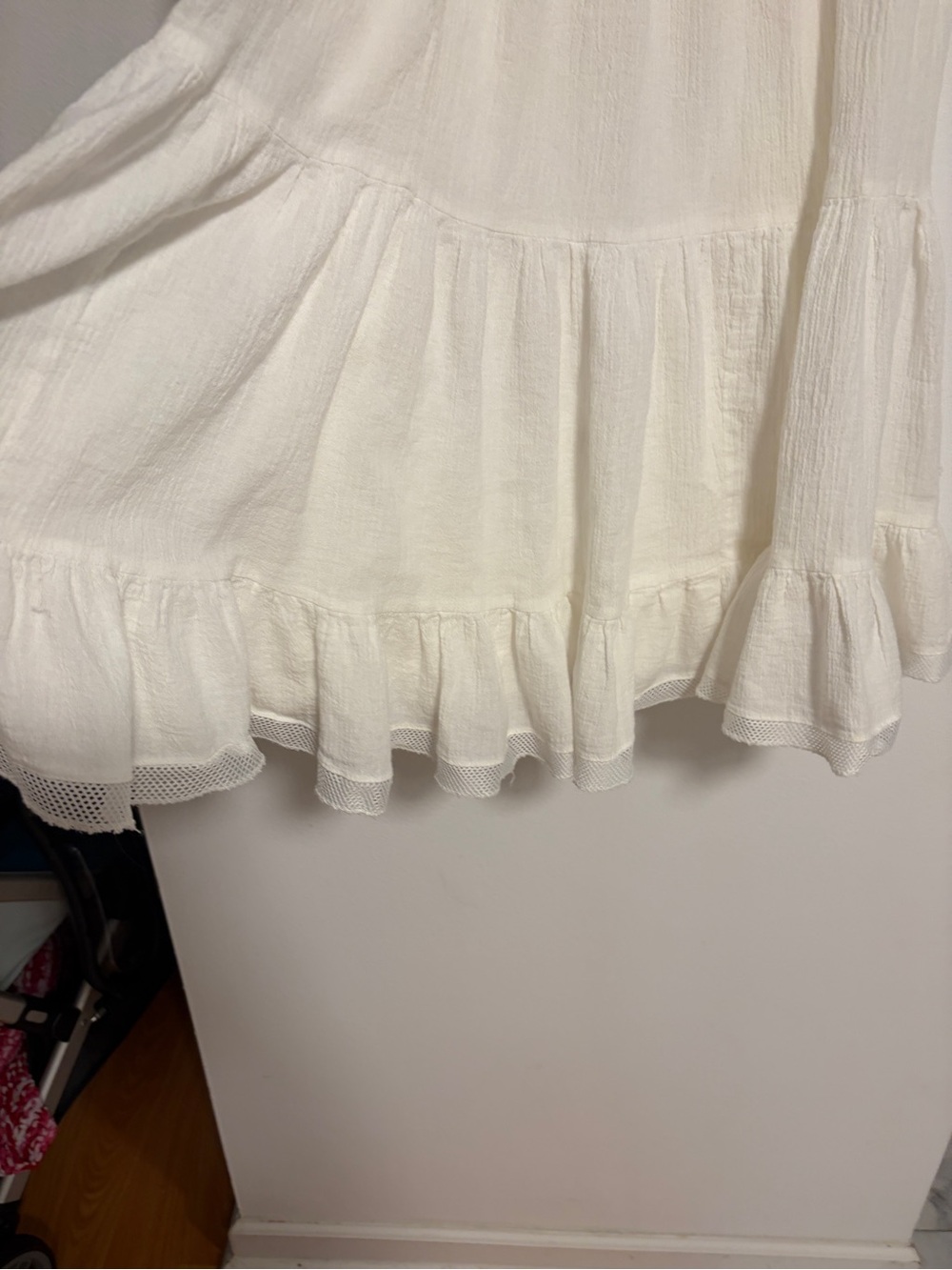 Derek Heart Women’s L White 100% Cotton Tiered Ruffle Boho Summer Dress - Picture 6 of 9